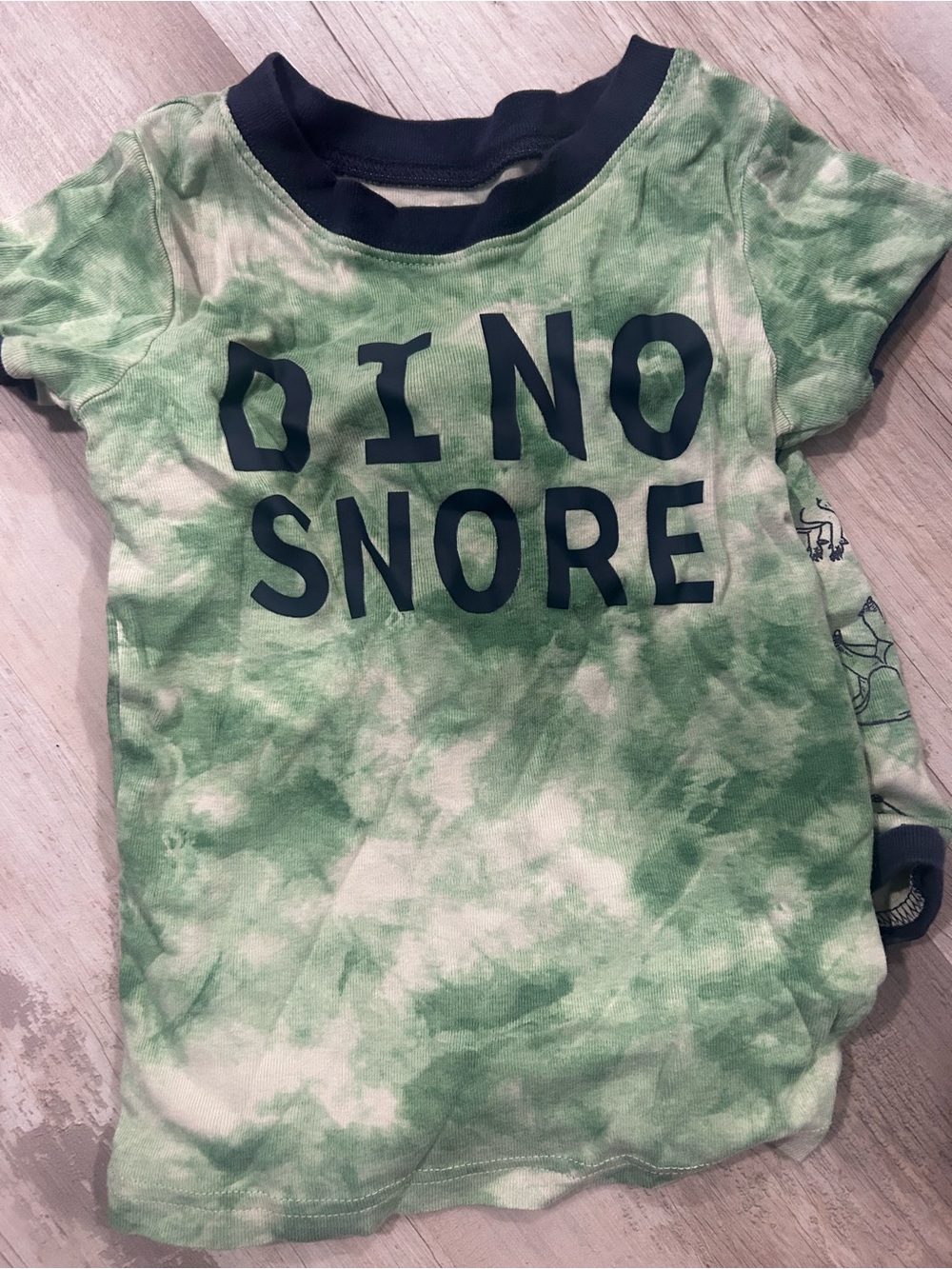 Dino Snore Green Tie-Dye pj set size 3T